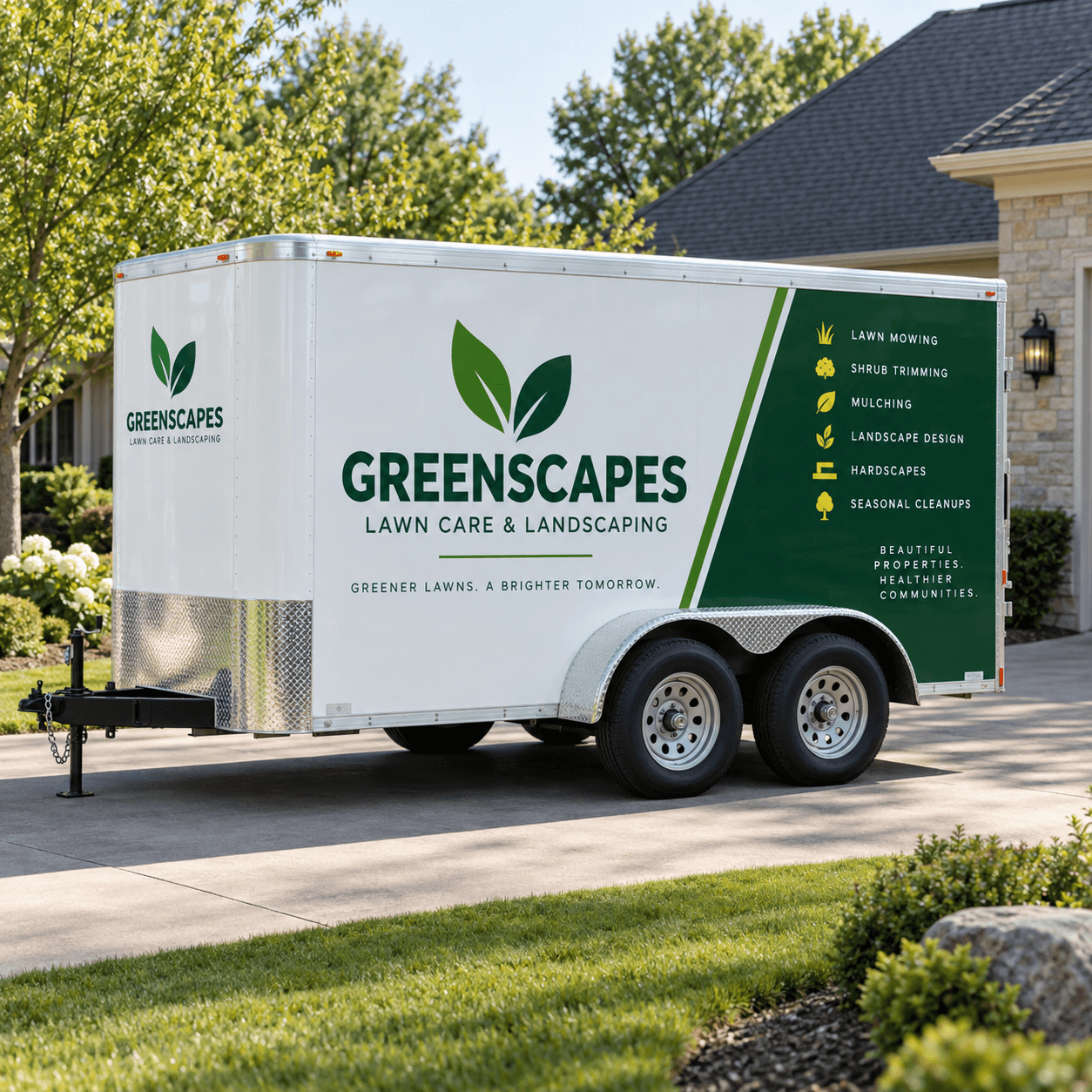 Trailer Signs with coordinated lawn care business branding
